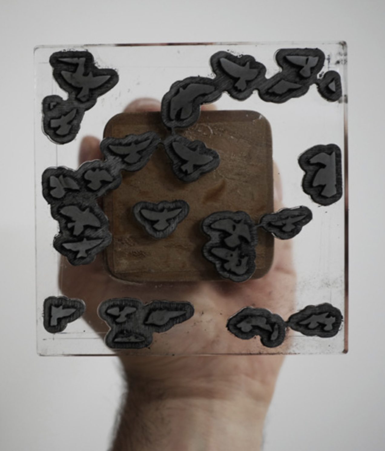 Flocks, detail, rubber stamp on paper, 2019