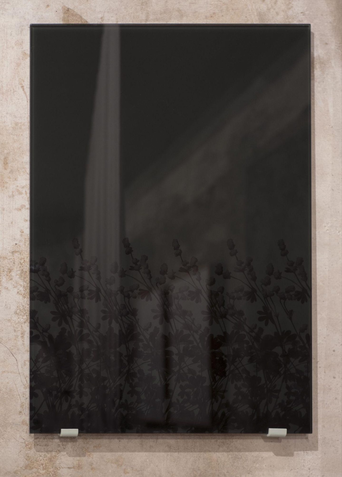 Untitled, Sumi ink on black glass, 20 × 60 cm, 2021